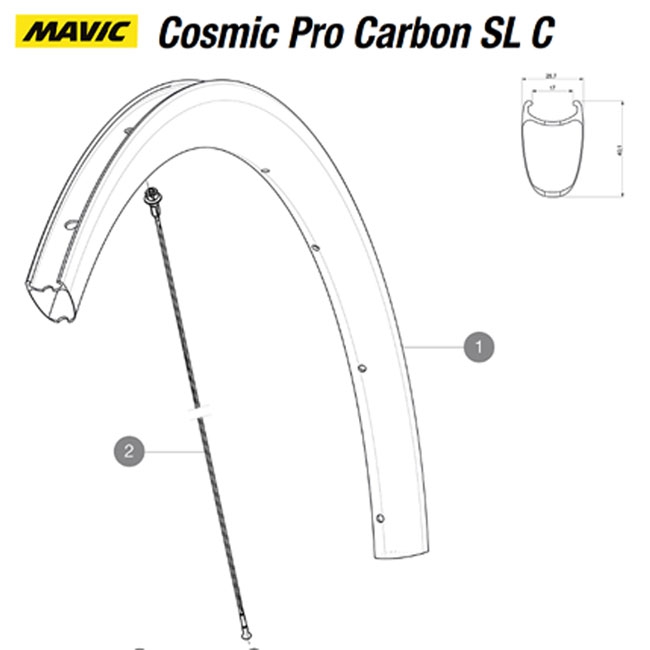 Mavic Cosmic Pro Carbon SL C Ersatzspeiche Vorderrad 271 mm Clincher Mod 2017