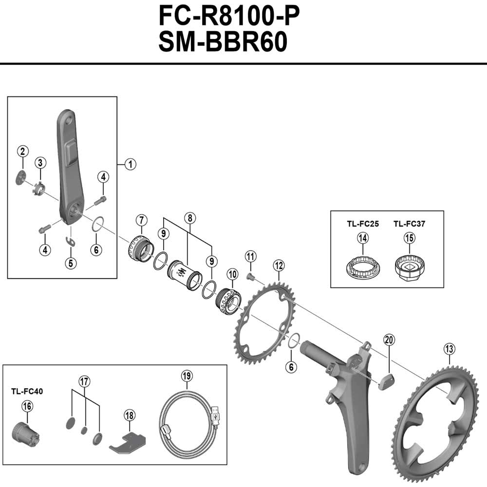 Shimano Ultegra Powermeter Kurbel FC-R8100-P Abstufung 52-36