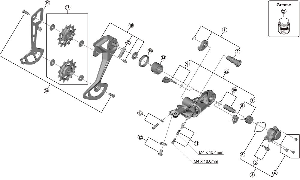 Shimano Deore XT RD-M8100 Schaltwerk Ersatzteil | Schaltrollen-Schrauben Nr 20