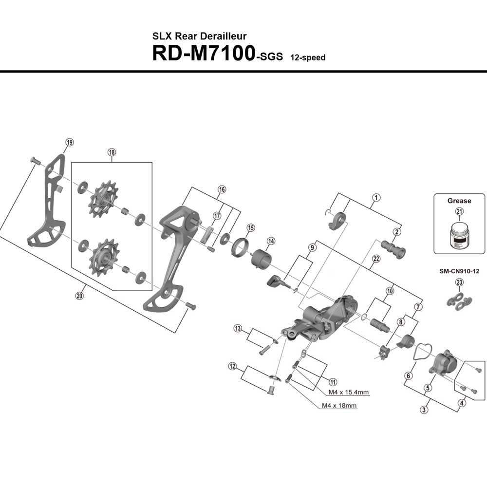 Ersatzteile Shimano Deore SLX Schaltwerk RD-M7100-SGS