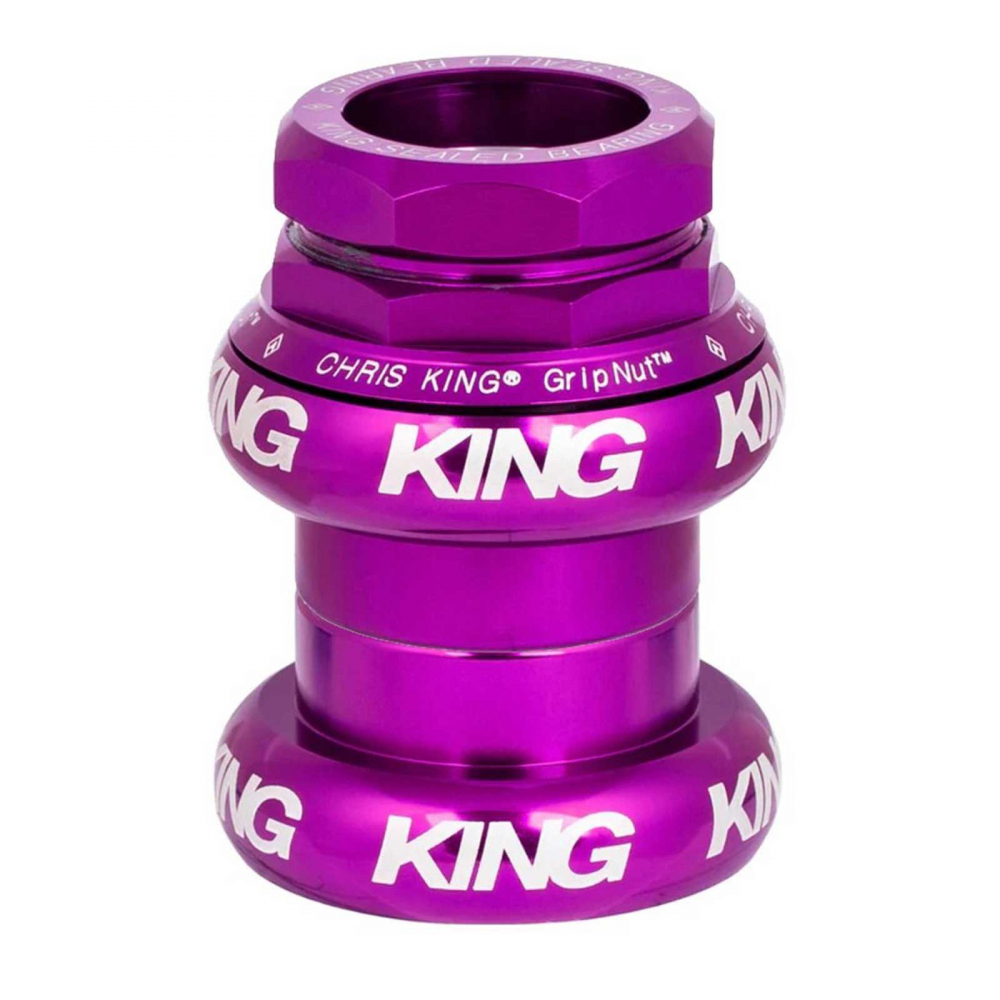 Chris King GripNut EC 34 Steuersatz | 3D violett 1 1/8 Zoll Gewinde