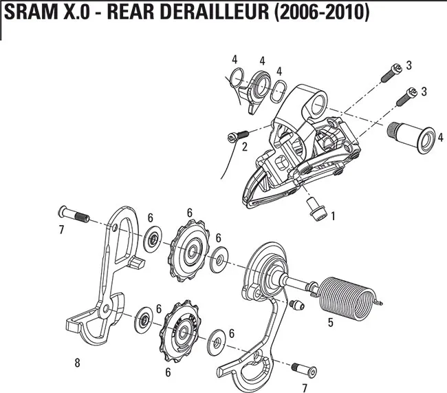 Sram X.0 Schaltwerk Ersatzteil | Winkeleinstellschraube 1 Stück Pos 2