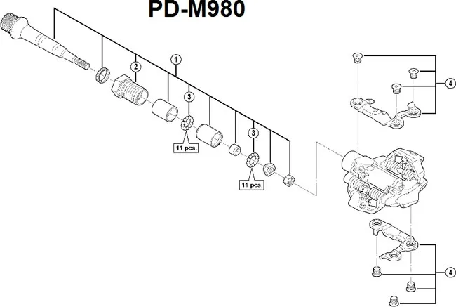 Shimano PD-M980 Ersatzteil Achsverschraubung rechts