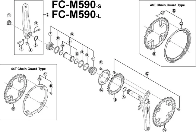 Shimano Kettenblatt 44 Zähne 104 Lk FC-M590/591 schwarz für Chain Ring