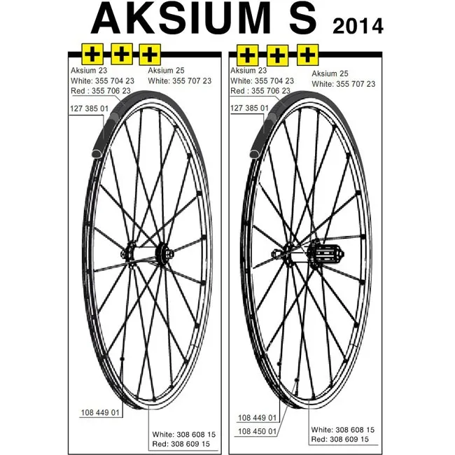 Mavic Aksium S Ersatzflege Vorder- Hinterrad Decor weiss Modell 2014