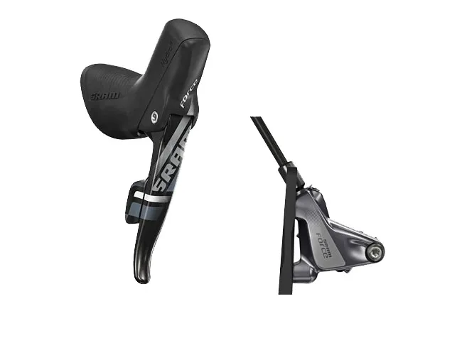 Sram Force 22 Disc Schaltbremshebel rechts 11 fach + Flat Mount Scheibenbremse hinten 1800 mm Leitung