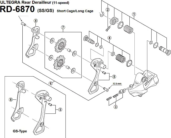 Shimano Ultegra RD-6870 Schaltwerk Ersatzteil | Schaltwerk Einstellschraube m. Gegenplatte Nr 3