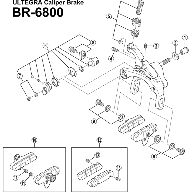 Shimano Ultegra BR 6800 Bremsen Führung für BR 6800 Nr 11
