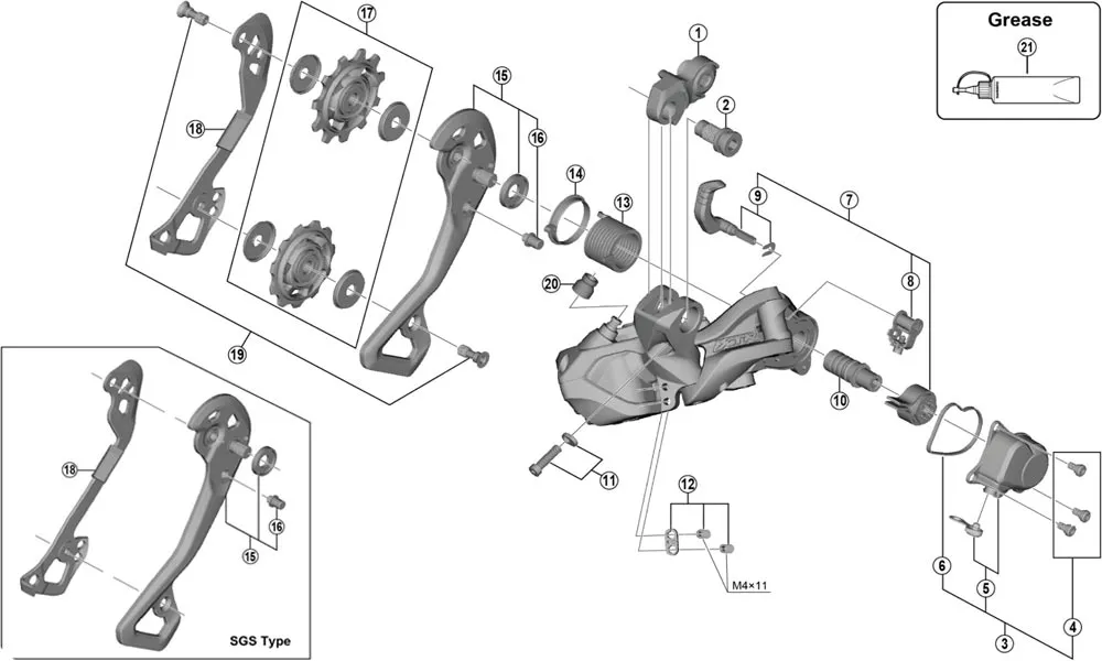 Ersatzteile Shimano XTR Di2 RD-M9050 Schaltwerk