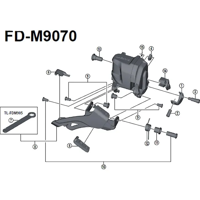 Ersatzteil Shimano XTR Di2 Umwerfer FD-M9070 | Rückstellfeder-Schraube u Bolzen Nr 10