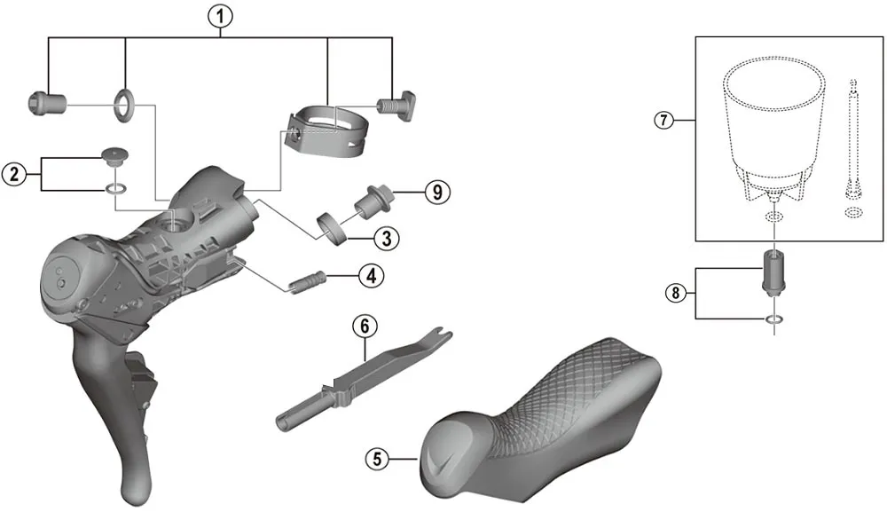 Ersatzteile Shimano Ultegra Di2 ST-R8070 11 fach Schalt- Bremshebel