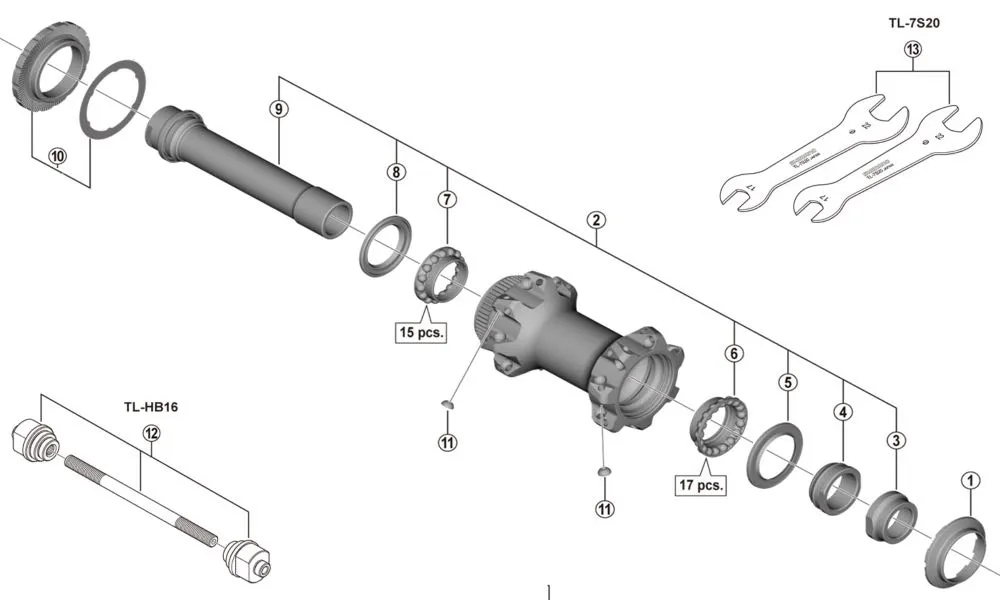 Shimano XTR HB-M9110-BS Disc Vorderradnabe Ersatzteil | Achsmutter rechts Nr 3