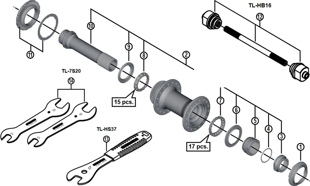 Shimano Deore XT HB-M8010 Disc Vorderradnabe Ersatzteil | Hohlachse komplett Nr 2