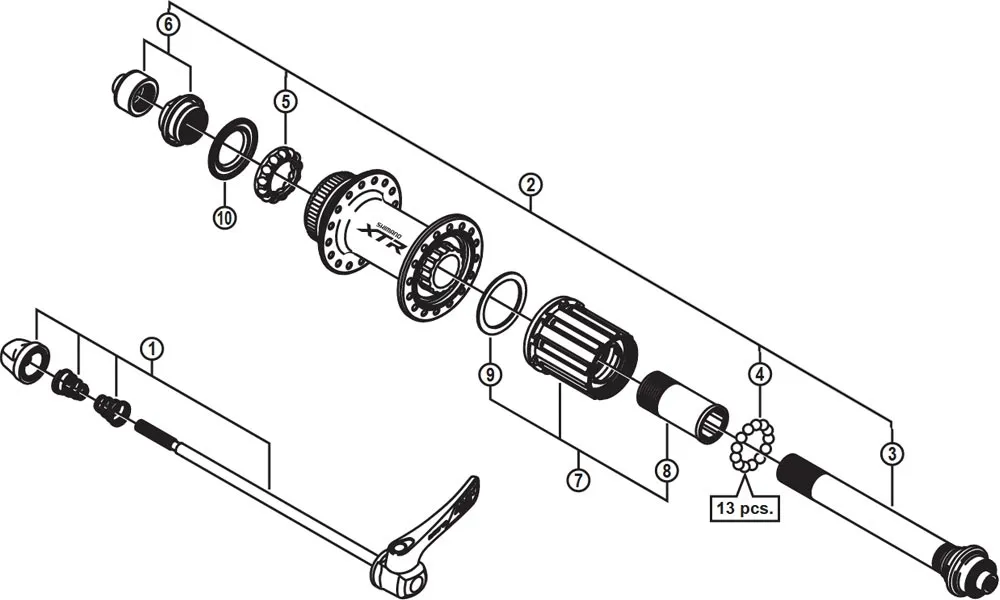 Ersatzteile Shimano XTR FH-M985 Hinterradnabe