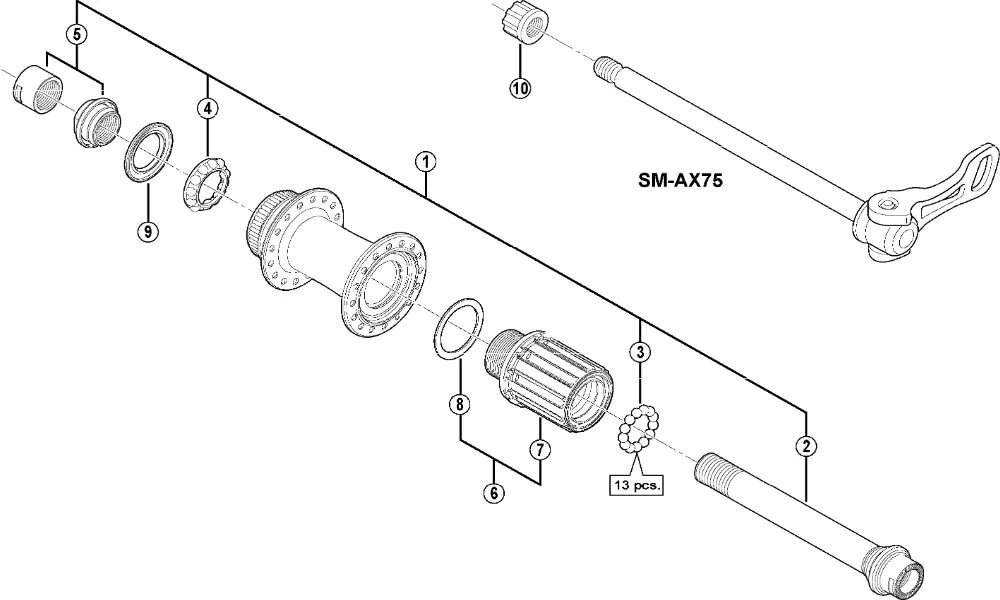 Ersatzteile Shimano XTR FH-M988 Hinterradnabe