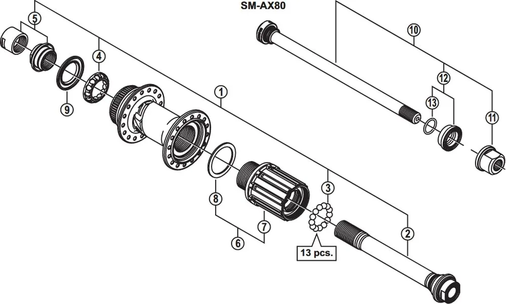 Shimano Zee FH-M640 Disc Hinterradnabe Ersatzteil | Hohlachse M12 Nr 2