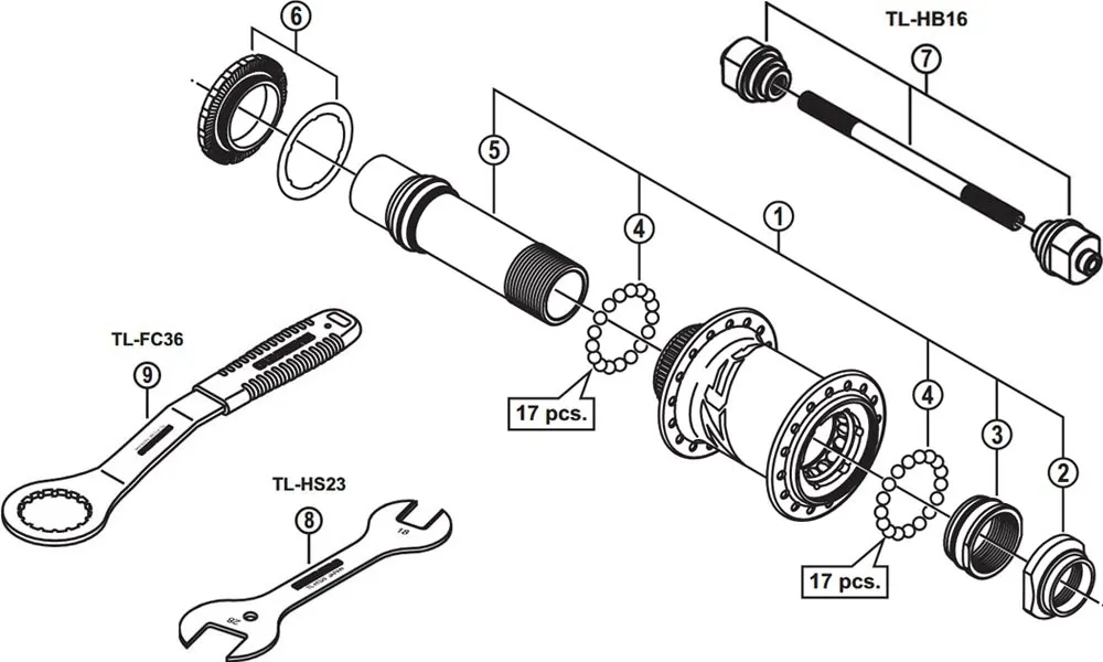 Shimano Zee HB-M640 Disc Vorderradnabe Ersatzteil | Hohlachse komplett Nr 1