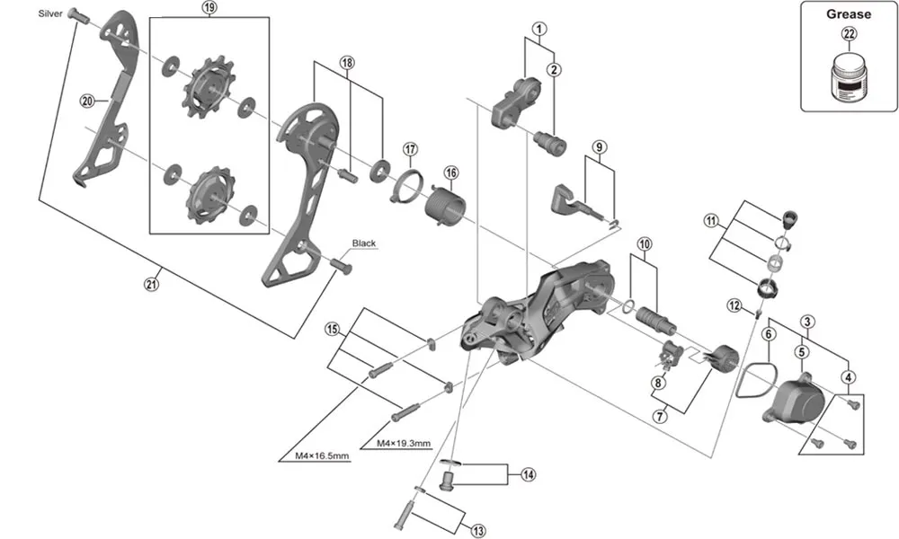 Shimano GRX RD-RX812 / SLX RD-M7000 Schaltwerk Ersatzteil | Schalthebel-Einheit Nr 9