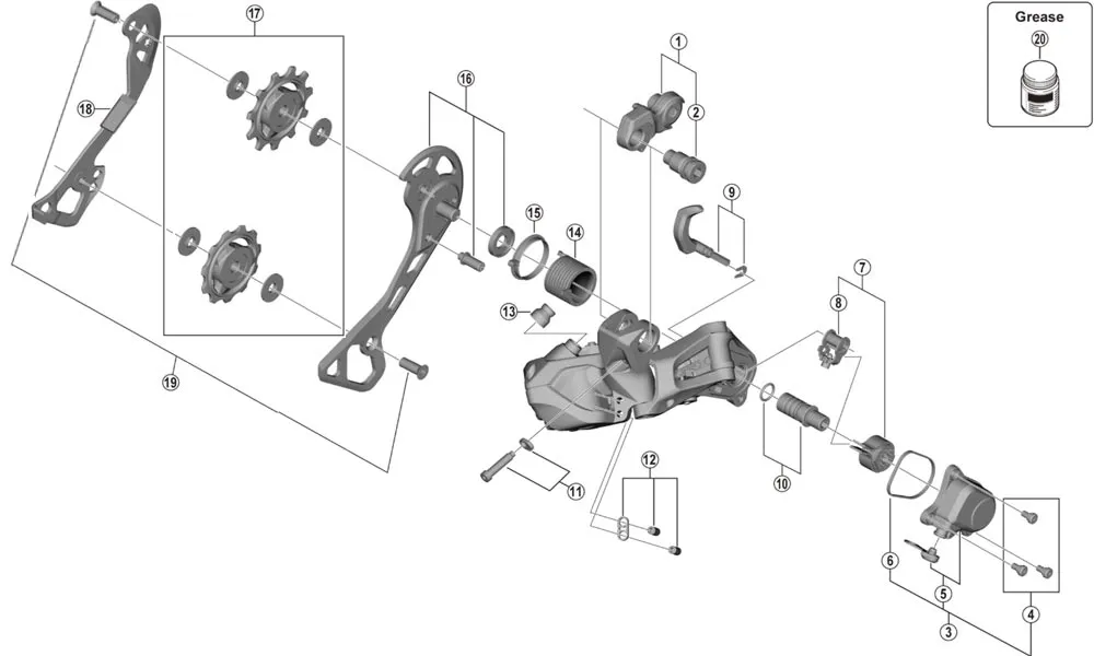 Shimano GRX Di2 RD-RX817 Schaltwerk Ersatzteil | Schalt-Gehäuse komplett Nr 3