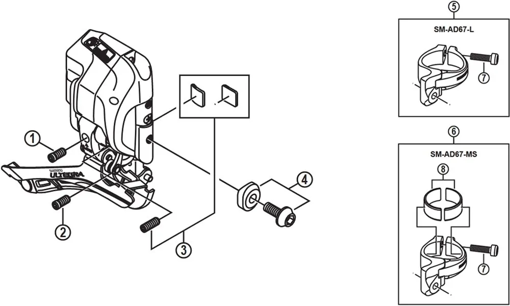 Shimano Ultegra Di2 FD-6770 Umwerfer Ersatzteil | Support-Schraube komplett Nr 3 ausverkauft