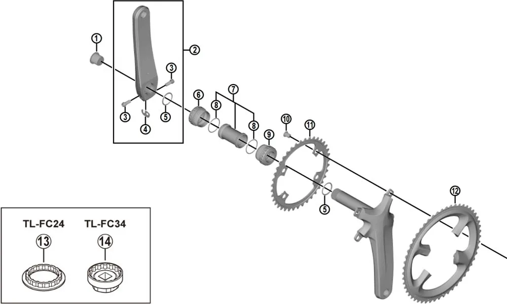 Ersatzteile Shimano Dura-Ace FC-R9100 Kurbel