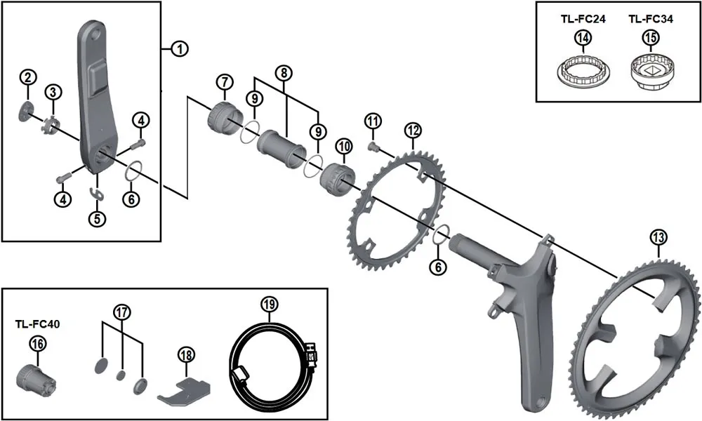 Ersatzteile Shimano Dura-Ace FC-R9100-P Kurbel