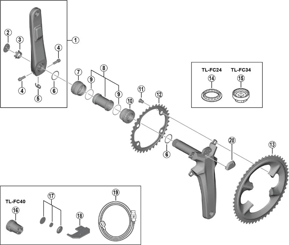 Ersatzteile Shimano Dura-Ace FC-R9200-P Kurbel