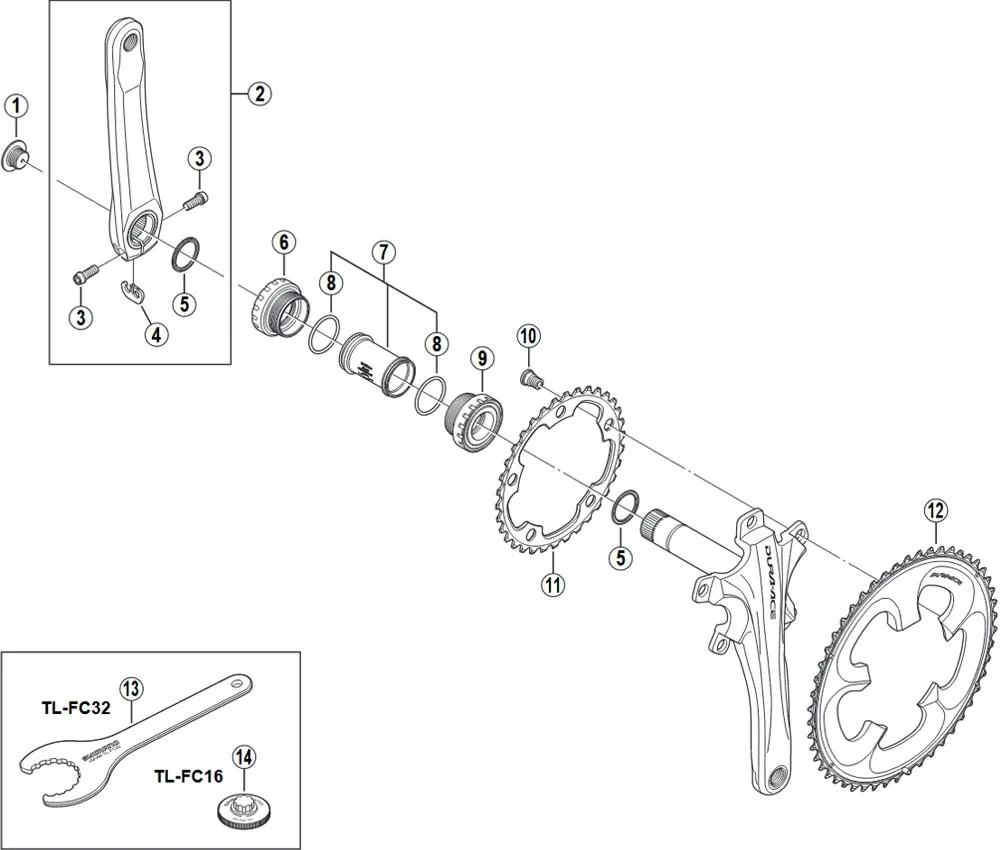 Ersatzteile Shimano Dura-Ace FC-7950 Kurbel