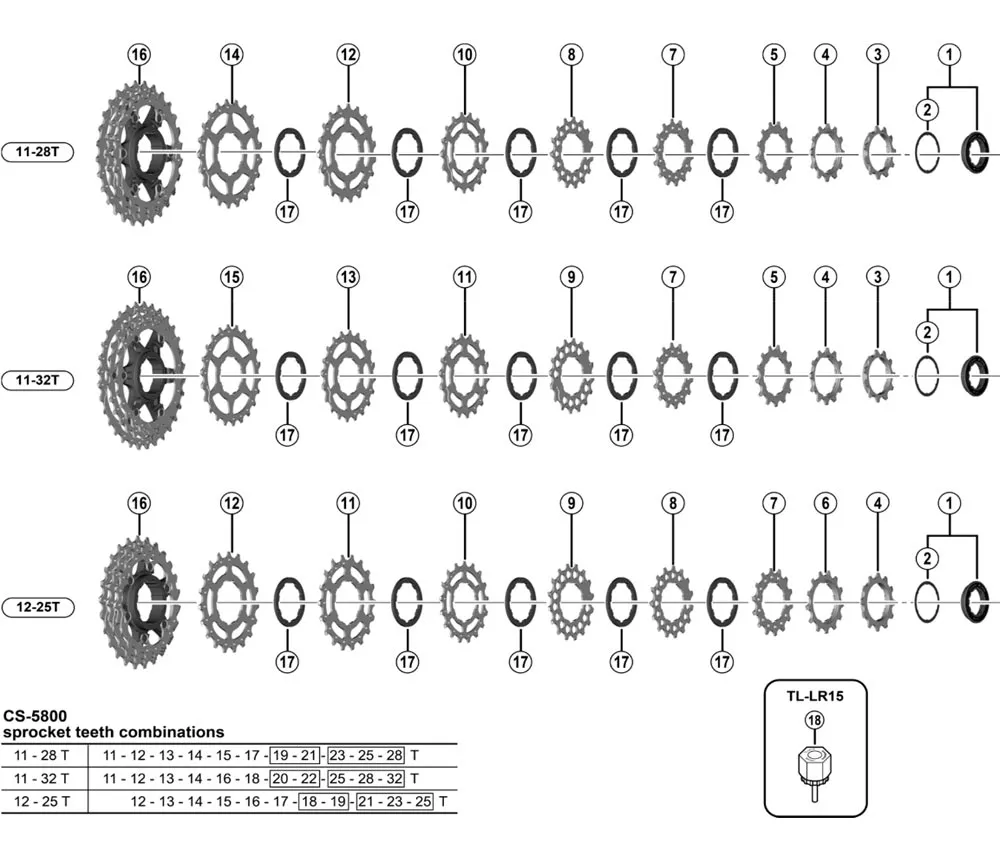 Ersatzteile Shimano 105 CS-5800 Kassette