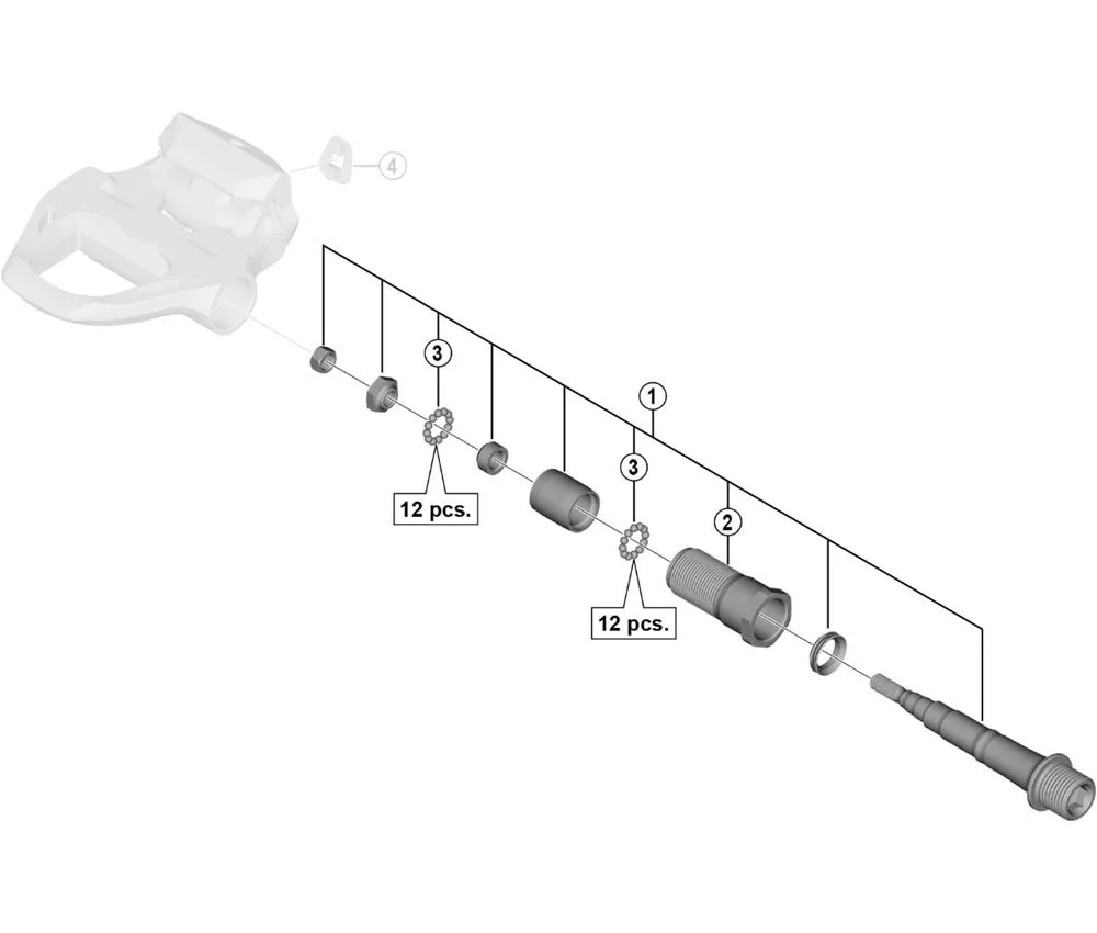 Shimano Ultegra PD-R8000 Pedal Ersatzteil | Pedalachse rechts lang 4 mm