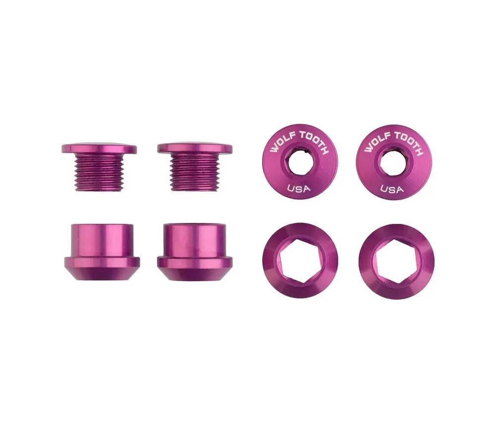 Wolf Tooth Kettenblattschrauben Set - M8x6mm 1-fach 4-Arm Aluminium purple