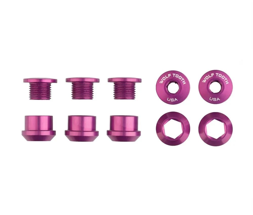 Wolf Tooth Kettenblattschrauben Set - M8x6mm 1-fach 5-Arm Aluminium violett