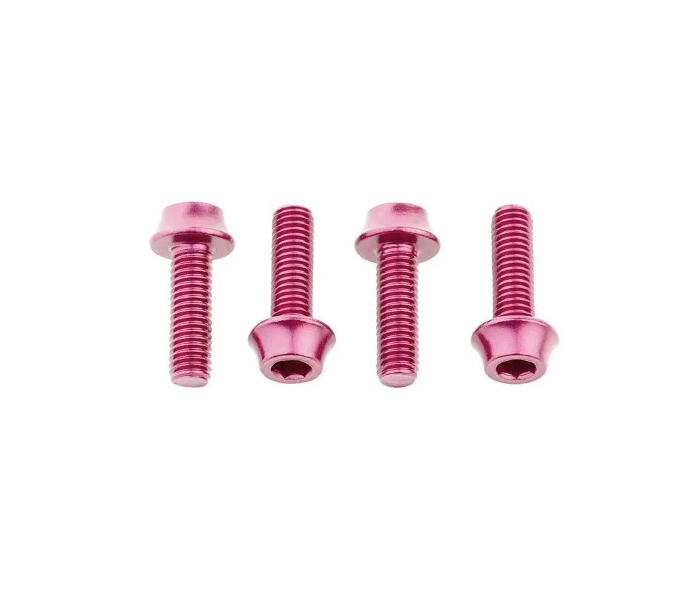 Wolf Tooth Aluminium Flaschenhalterschrauben Set - M5x15mm Zylinderkopf pink