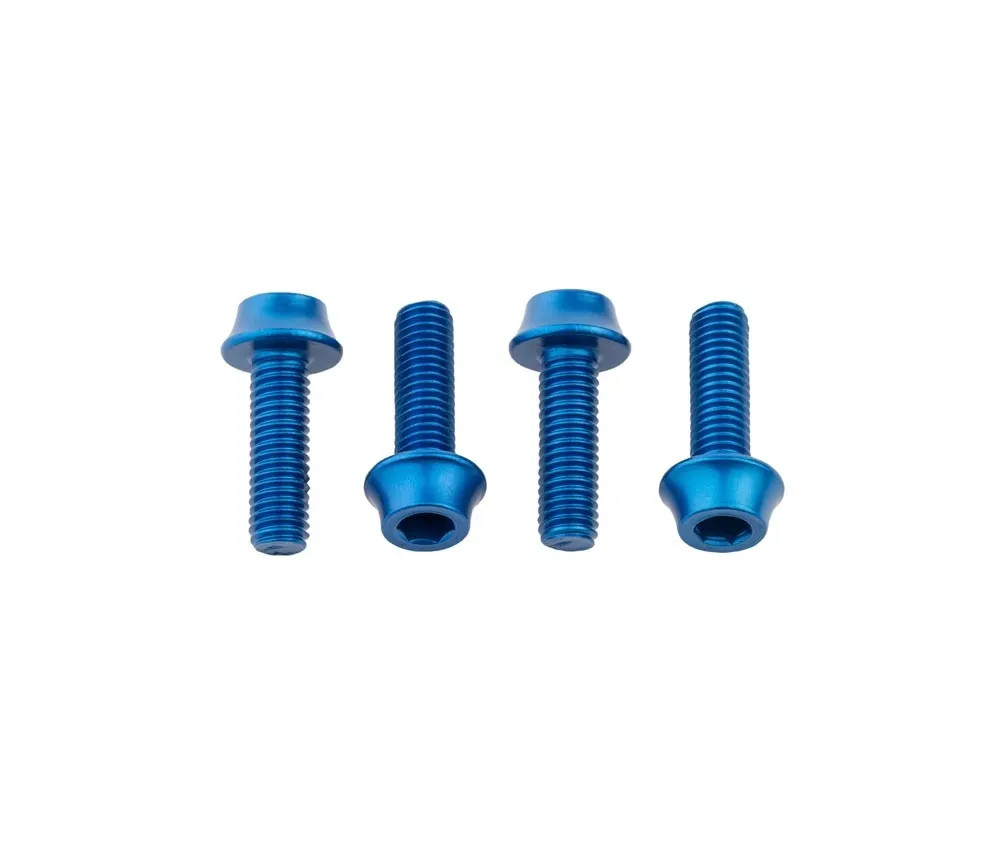 Wolf Tooth Aluminium Flaschenhalterschrauben Set - M5x15mm Zylinderkopf blau