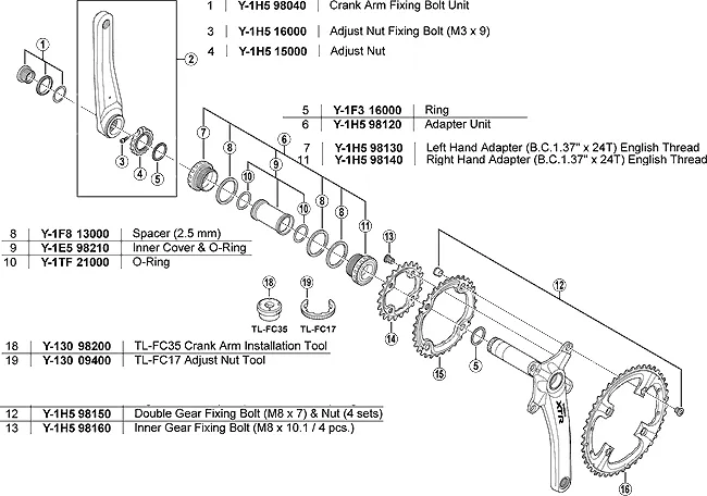 Shimano XTR Innenlagerschale links für XTR FCM 970