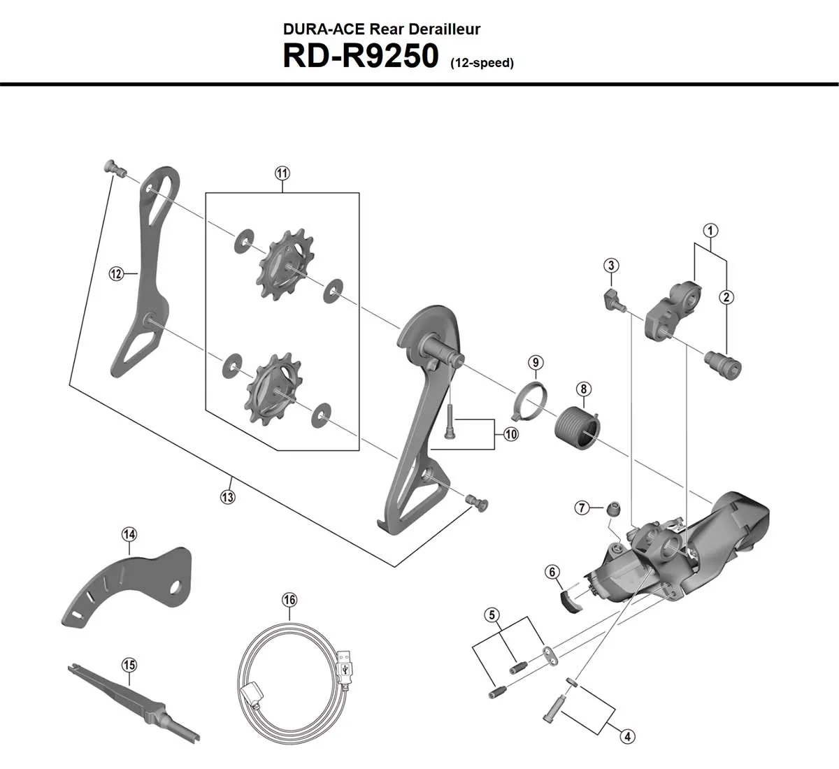 Shimano Dura Ace RD-R9250 Schaltwerk Ersatzteil | Schaltarm innen Nr 12