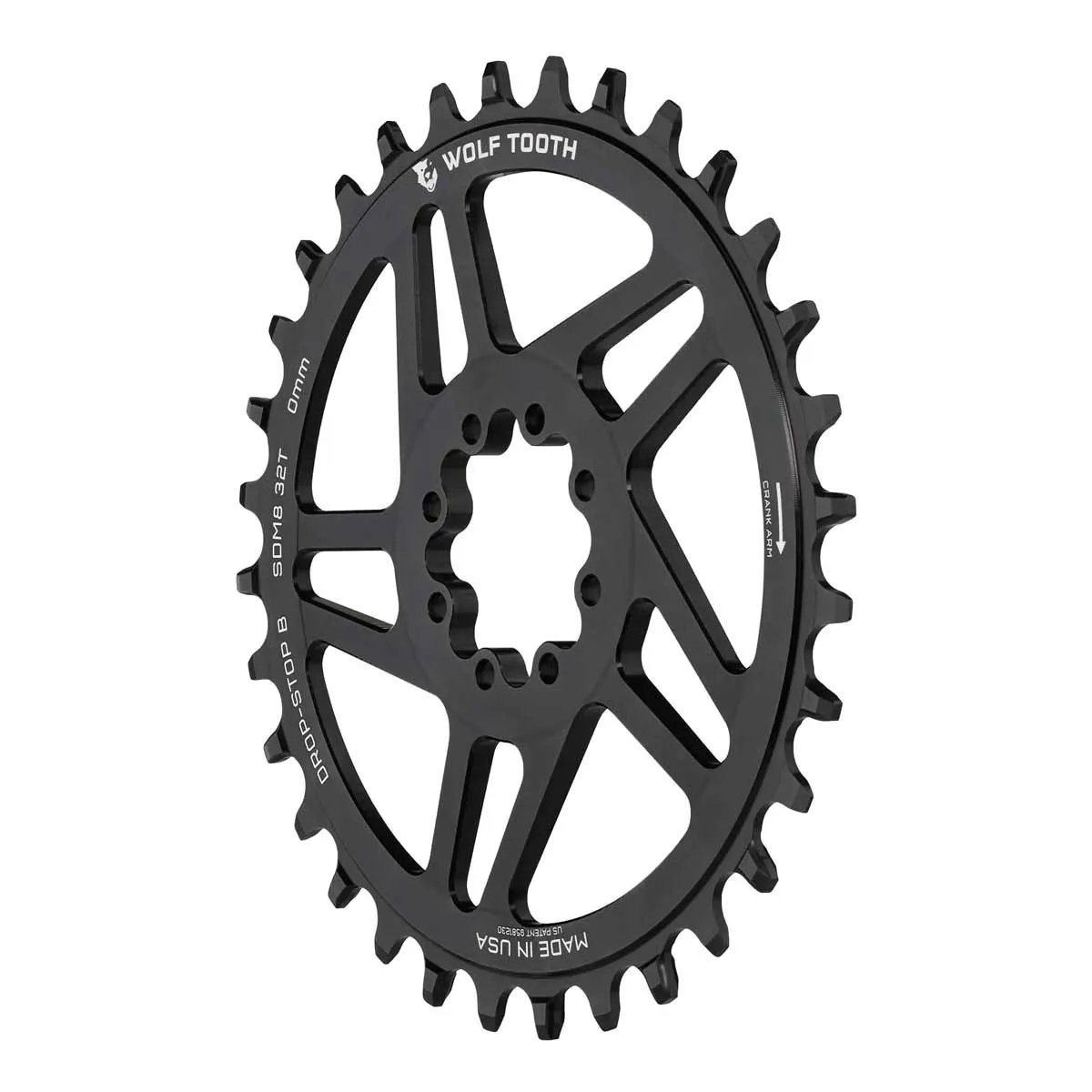 Wolf Tooth Drop-Stop B Kettenblatt 9-12 fach - Sram / Quarq Direct Mount Alu 3mm Offset 36 Zähne