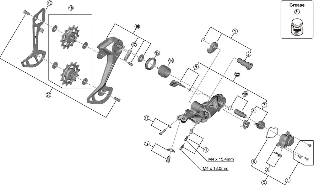 Shimano Deore XT RD-M8100 Schaltwerk Ersatzteil | Schaltrollen-Schrauben Nr 20