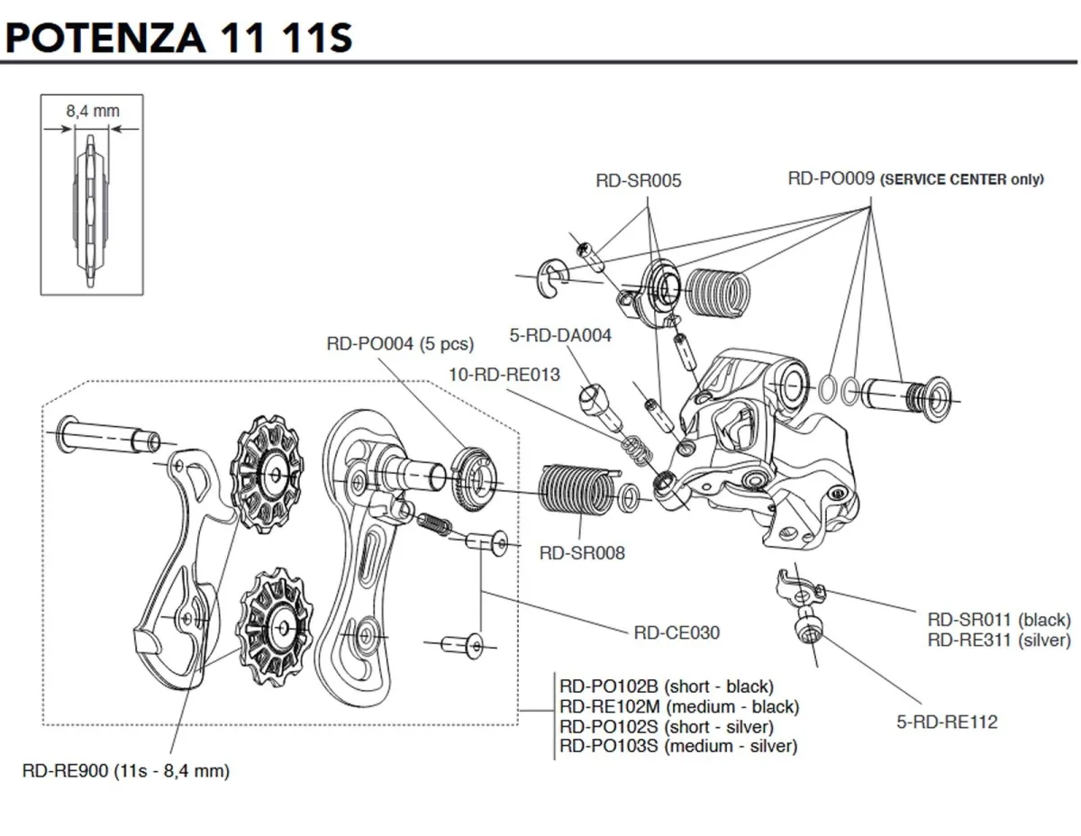 Campagnolo Potenza 11s Schaltwerk Ersatzteil RD-PO009 | Schaltwerkbefestigungskit