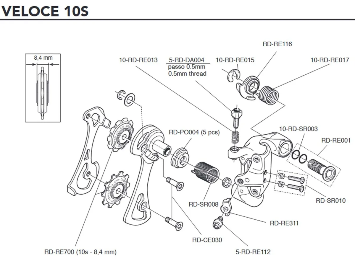 Campagnolo Veloce 10s Schaltwerk Ersatzteil RD-RE017 | Rückstellfeder 1 Stück