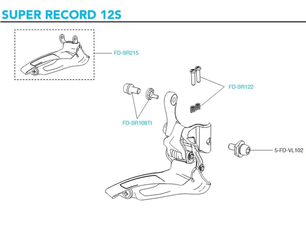 Campagnolo Super Record 12s Umwerfer Ersatzteil FD-SR122 | Begrenzungsschrauben + Federn 2 Stück