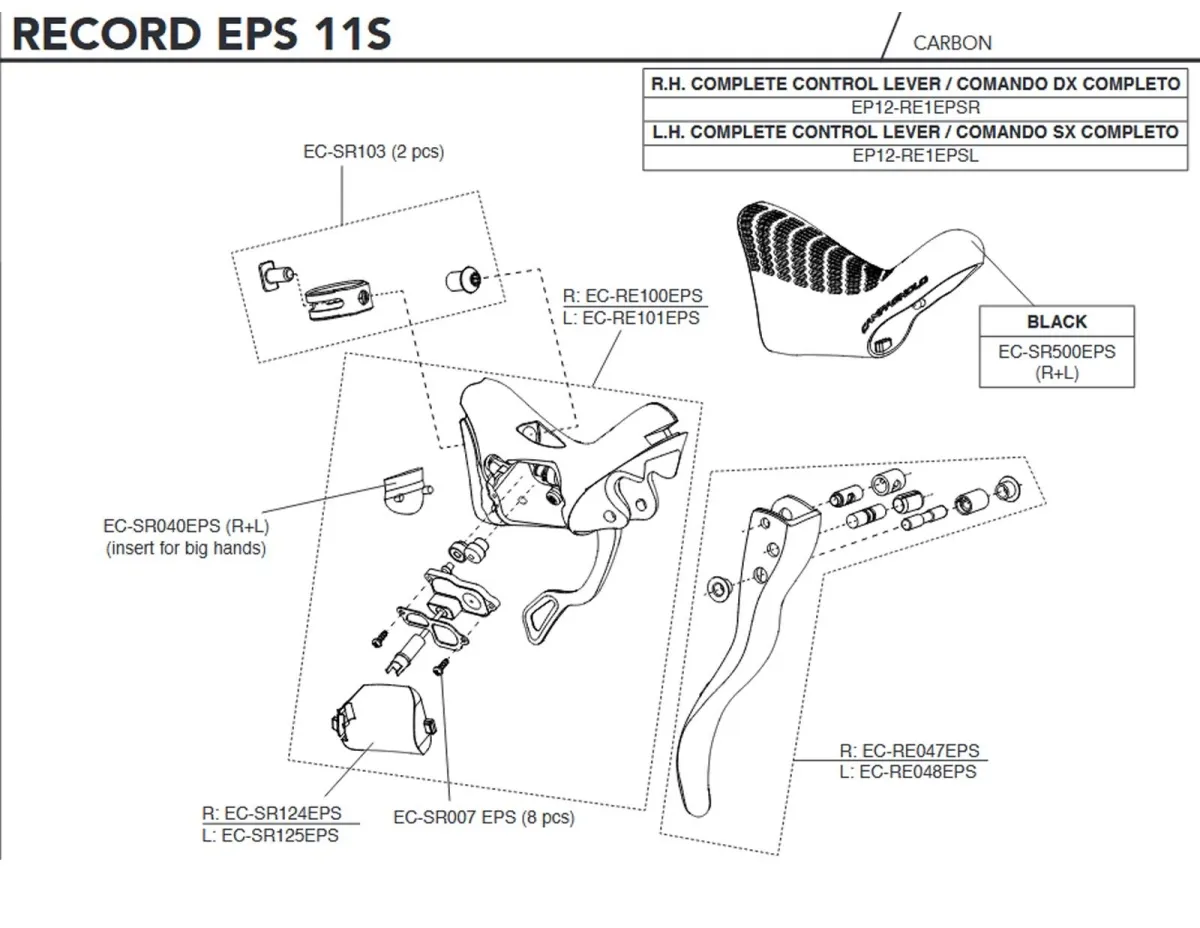 Campagnolo Record EPS 11s Brems-Schalthebel Ersatzteilset EC-RE101EPS | Schalthebel + Schaltmechanik links