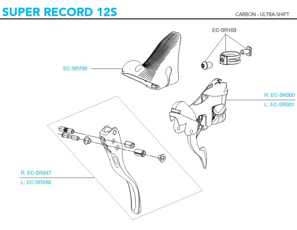 Campagnolo Super Record 12s Brems-Schalthebel Ersatzteilset EC-SR347 | Bremshebel rechts