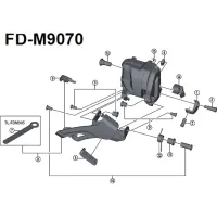 Shimano XTR Di2 FD-M9070 Umwerfer Ersatzteil | Montagewerkzeug TL-FDM905 + Kettenleitblech 2-fach Nr 8