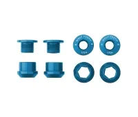 Wolf Tooth Kettenblattschrauben Set - M8x6mm 1-fach 4-Arm Aluminium blau