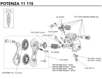 Campagnolo Potenza 11s Schaltwerk Ersatzteil Set RD-PO103S | Kettenleitbleche Short Cage mit Schalträdchen